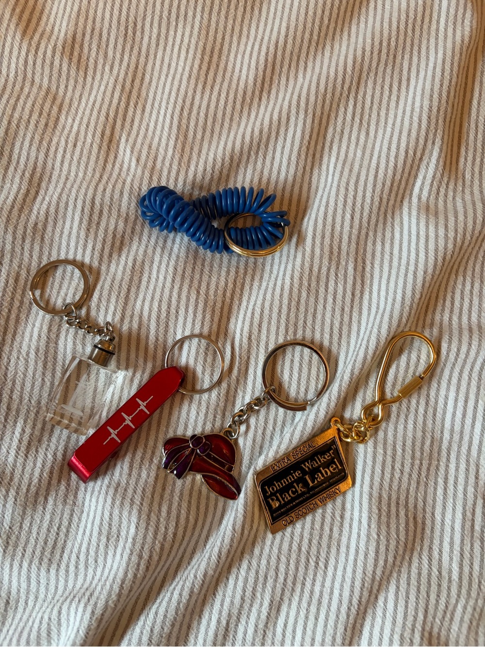Bundle of Keychains - Johnnie Walker, Heartbeat, Hat, Coil